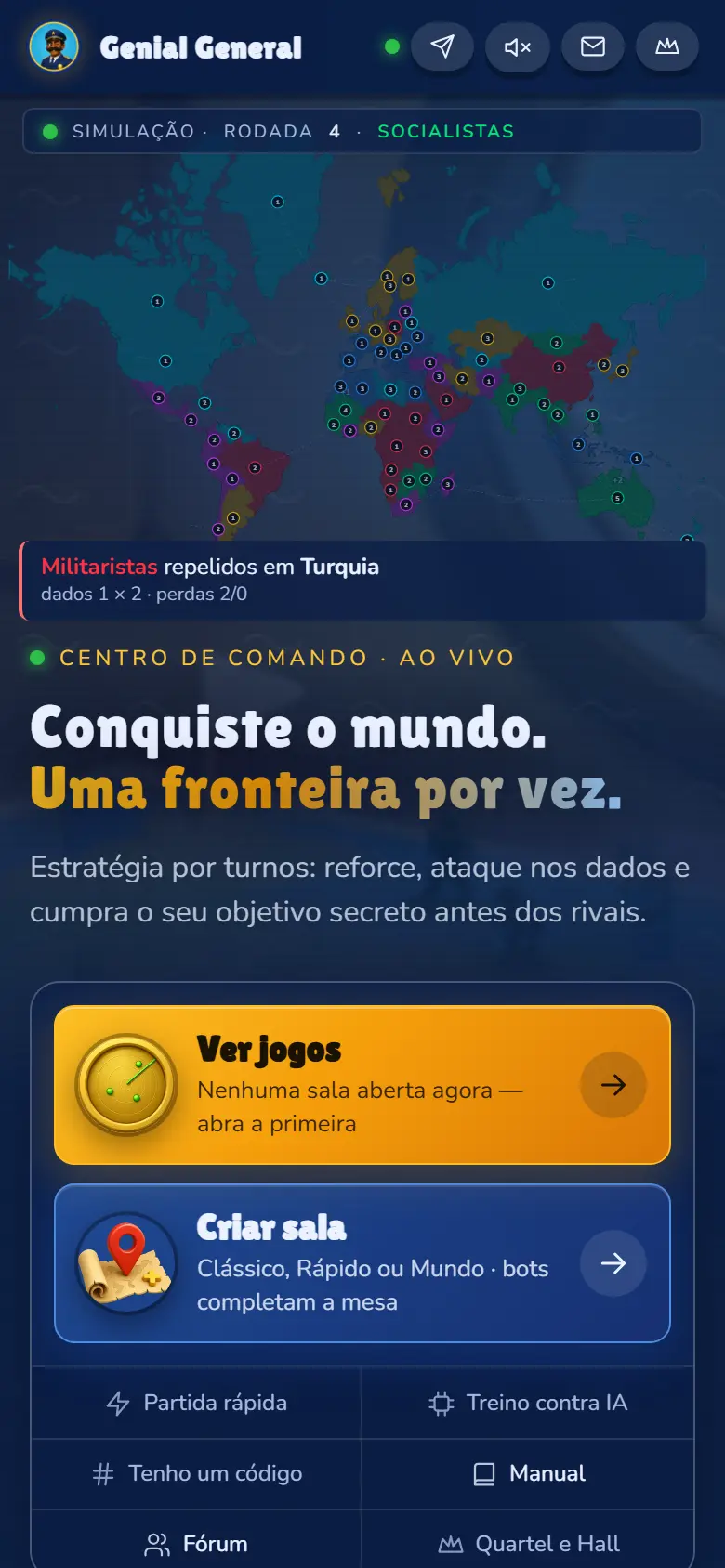 A Sala de Guerra no celular