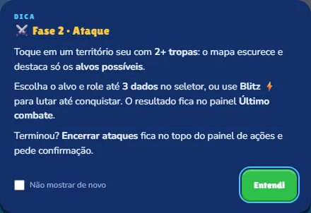 Dica da fase de ataque
